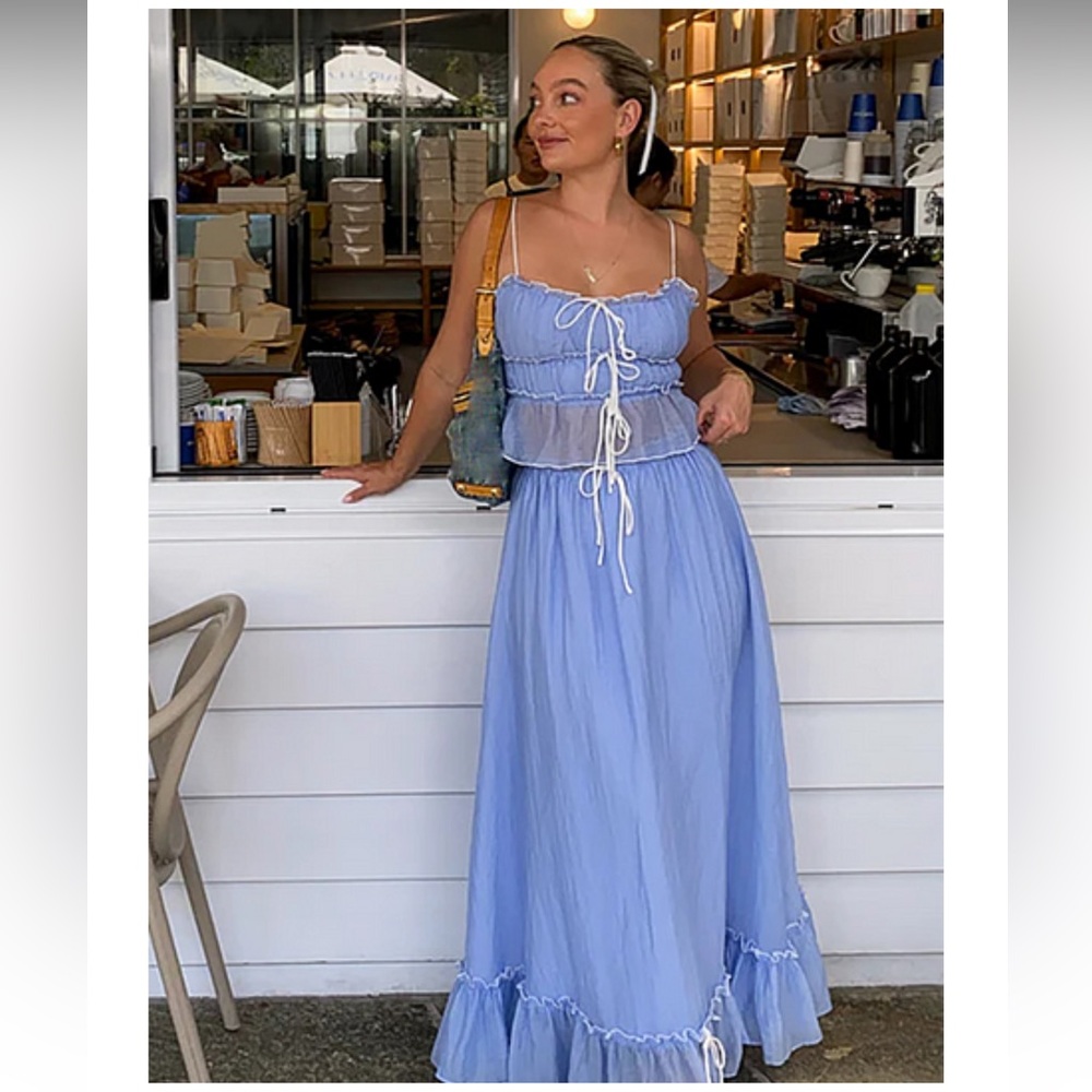 12th Tribe Light Blue Maxi Dress